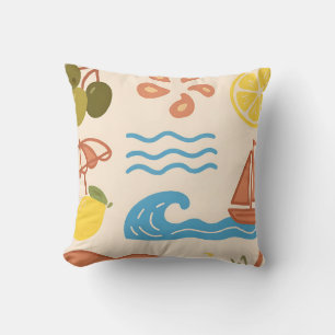 Coussin Gribouillages d'été au citron de plage Vibes ludiq