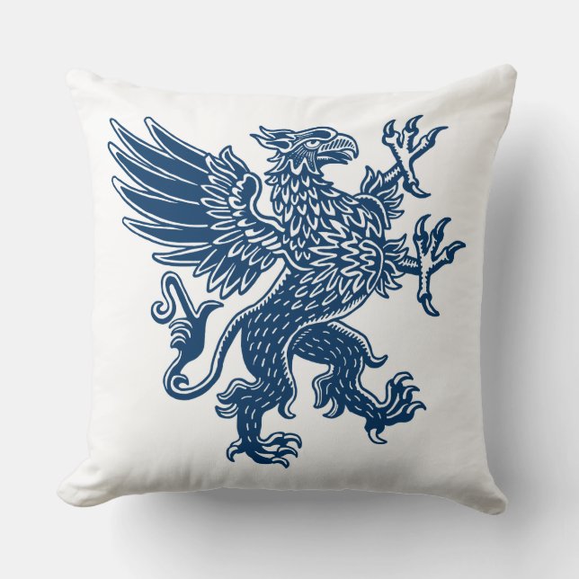 Coussin Griffin - Style bleu Indigo (Recto)