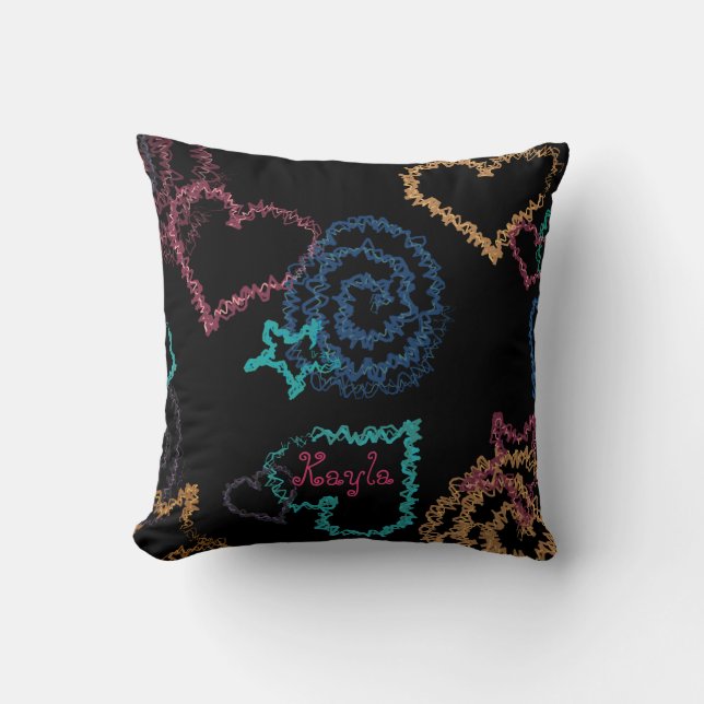 Coussin Griffonnage au néon (Recto)
