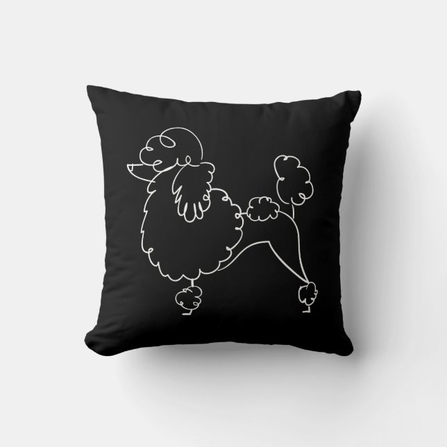 Coussin Griffonnage blanc noir de caniche (Recto)