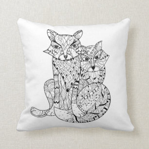 Coussin Griffonnage de Fox de Boho
