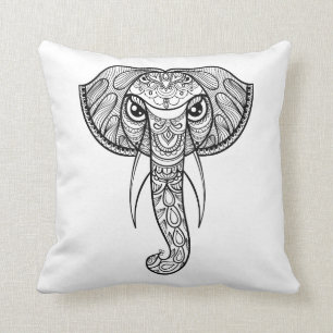 Coussin Griffonnage de tête d'éléphant