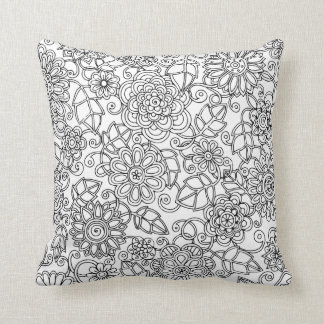 Coussin Griffonnage floral ethnique