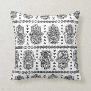 Coussin Griffonnage tiré par la main indien de Hamsa
