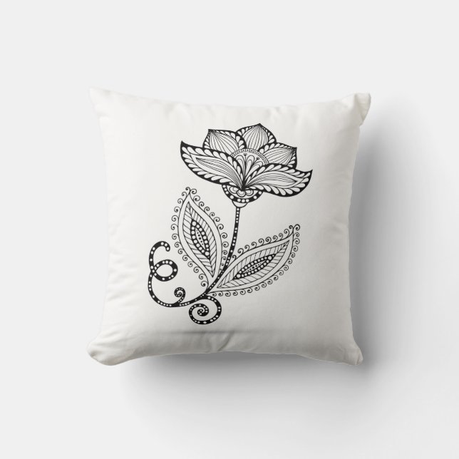 Coussin Griffonnages de Paisley Mehndi de henné (Recto)