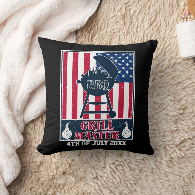 Coussin Grill Master BBQ 4 juillet drapeau américain (Couverture)