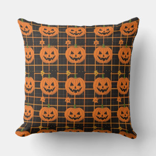 Coussin Grille citrouille Halloween Jeu d'oreiller