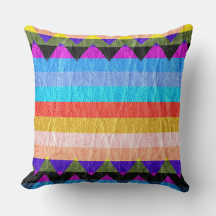 Coussin Grille colorée moderne en cuir Chevron