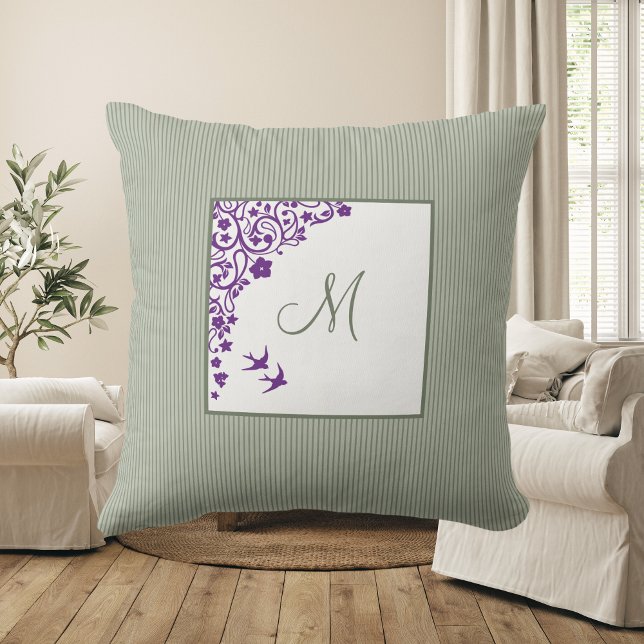 Coussin Grille de la surface du chalet Purple Script Flora (Créateur téléchargé)