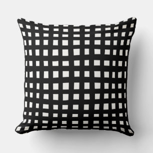Coussin Grille en gras 091216 - Noir sur blanc