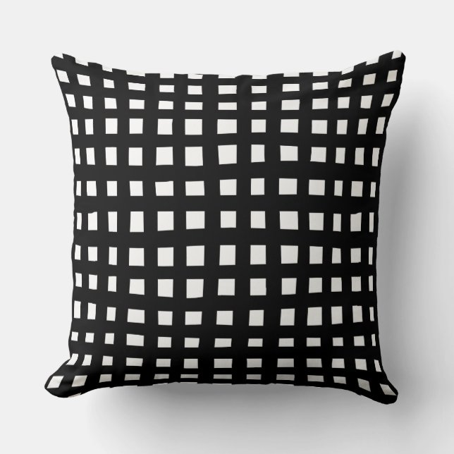 Coussin Grille en gras 091216 - Noir sur blanc (Recto)