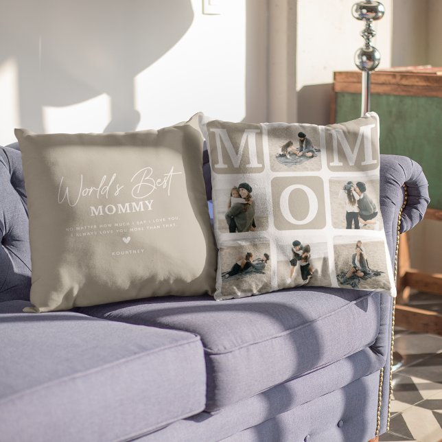 Coussin Grille multiphoto moderne mignonne cadeau MOM (Créateur téléchargé)