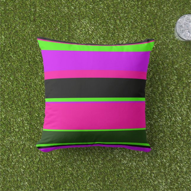 Coussin Grilles de néon noir rose moderne (Herbe)
