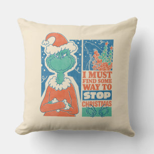Coussin Grinch Arrêtez Noël Graphique Vintage