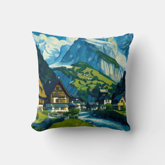 Coussin Grindelwald Suisse Art (Recto)