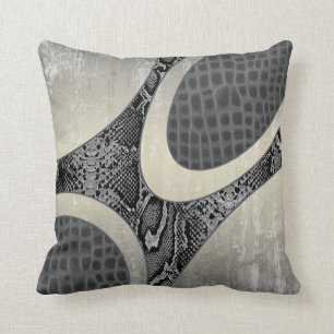 Coussin gris Abstrait Snakeskin Croc