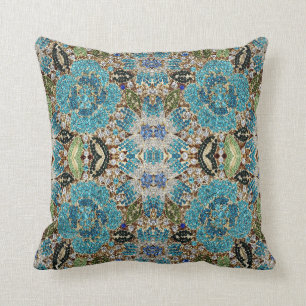 Coussin gris argenté turquoise turquoise bleu bohème
