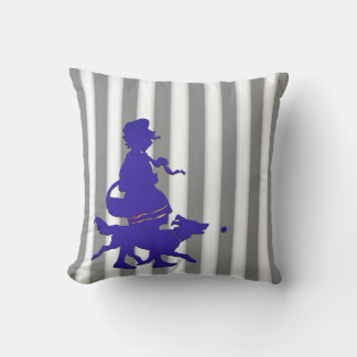 Coussin Gris & Blancs Silhouette Bleue pour enfant et chie