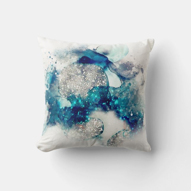 Coussin gris bleu abstrait (Recto)