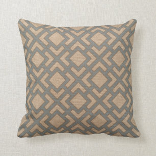Coussin Gris bleu de motif de carré de l'Orient et regard