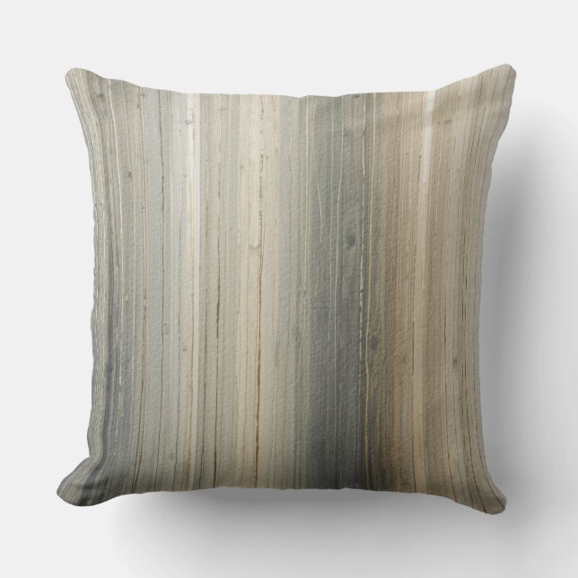 Coussin Gris Brun Abstrait Rustique à Rayures (Recto)