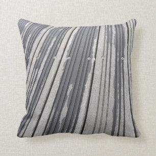 Coussin gris/brun rayé de photo