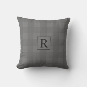Coussin Gris Carré Géométrie En vichy Motifs Monogrammes