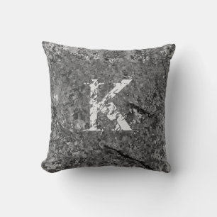 Coussin Gris craqué Natural Rock Texture sur mesure Monogr