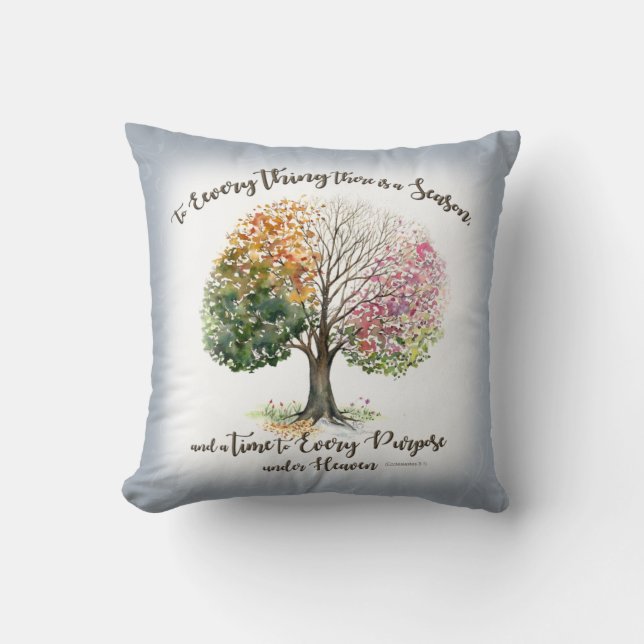 COUSSIN gris d'AQUARELLE de VERS de BIBLE d'ARBRE (Recto)