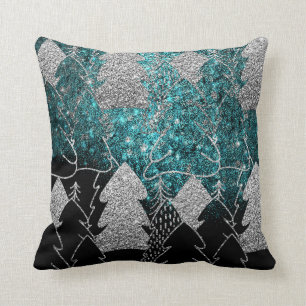 Coussin Gris de noir bleu d'océan de parties scintillante