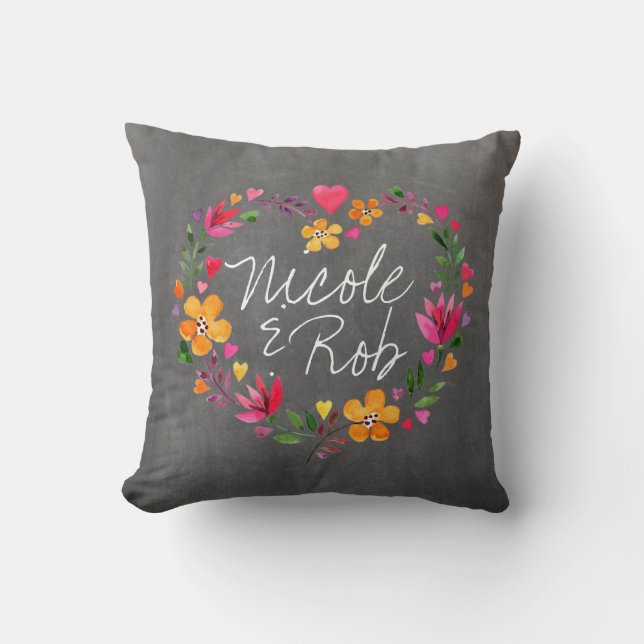 Coussin Gris de tableau de la guirlande | de coeur de (Recto)
