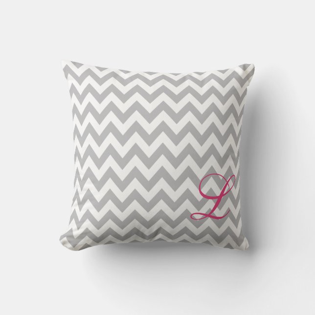 Coussin gris et blanc de crèche de monogramme de (Recto)