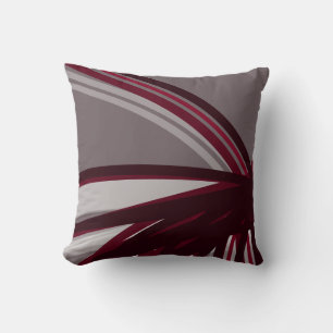Coussin Gris et Bourgogne Artistique Design linéaire Abstr