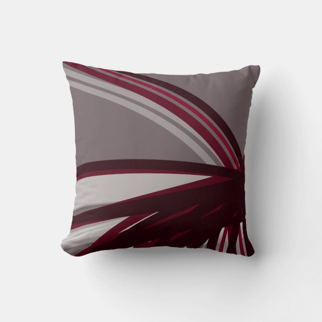 Coussin Gris et Bourgogne Artistique Design linéaire Abstr (Recto)