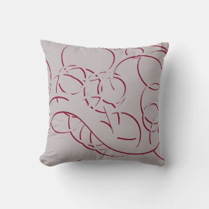 Coussin Gris et Bourgogne Moderne Élégante Flamme Abstra
