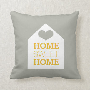 Coussin gris et jaune de moutarde À LA MAISON