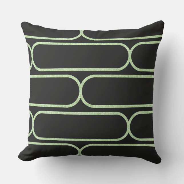 Coussin Gris et lt Green de carreau de sablier de planche (Recto)