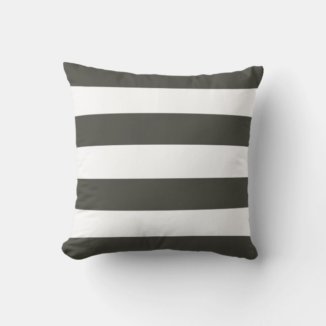 Coussin gris foncé et blanc rayé (Recto)