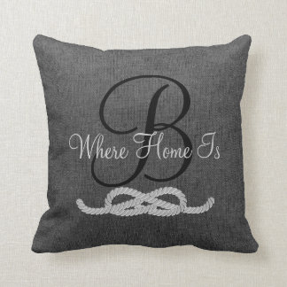 Coussin gris-foncé personnalisé de famille de