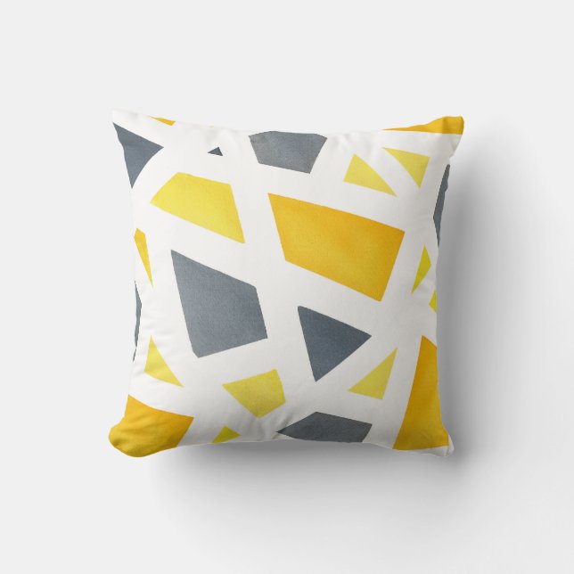 Coussin Gris jaune Abstrait géométrique (Recto)