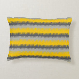 Coussin gris-jaune motif à dent mince