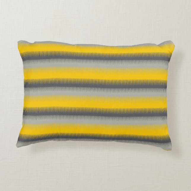 Coussin gris-jaune motif à dent mince (Dos)