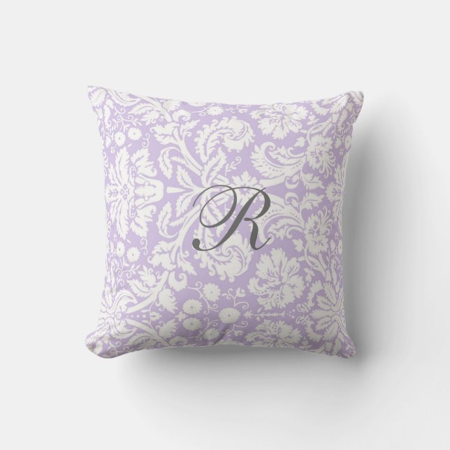 Coussin gris lilas de monogramme de motif de (Recto)