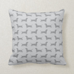 Coussin gris mignon de motif de chien de teckel