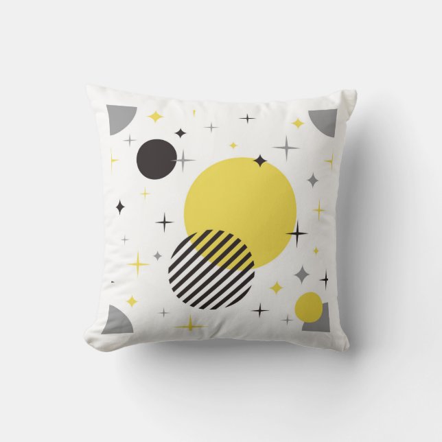 Coussin Gris Moderne Et Jaune Rétro (Recto)