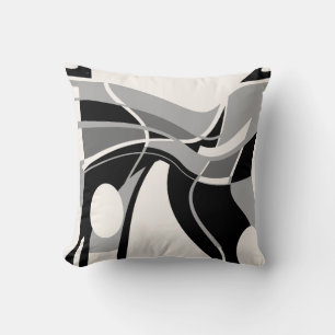 Coussin Gris noir sur blanc cassé Art Motif