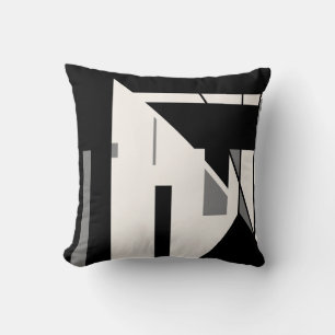 Coussin Gris noir sur blanc Diagonal géométrique Design