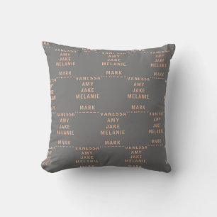 Coussin Gris Pêche Noms modernes Motif centré