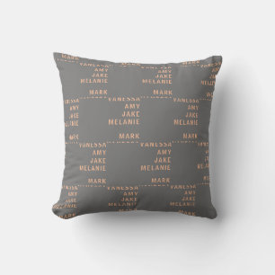 Coussin Gris Pêche Noms modernes Motif Minimaliste