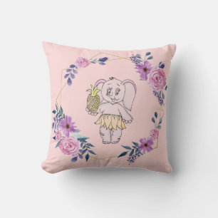 Coussin Gris rose Eléphant Girl Moderne bébé pour enfants